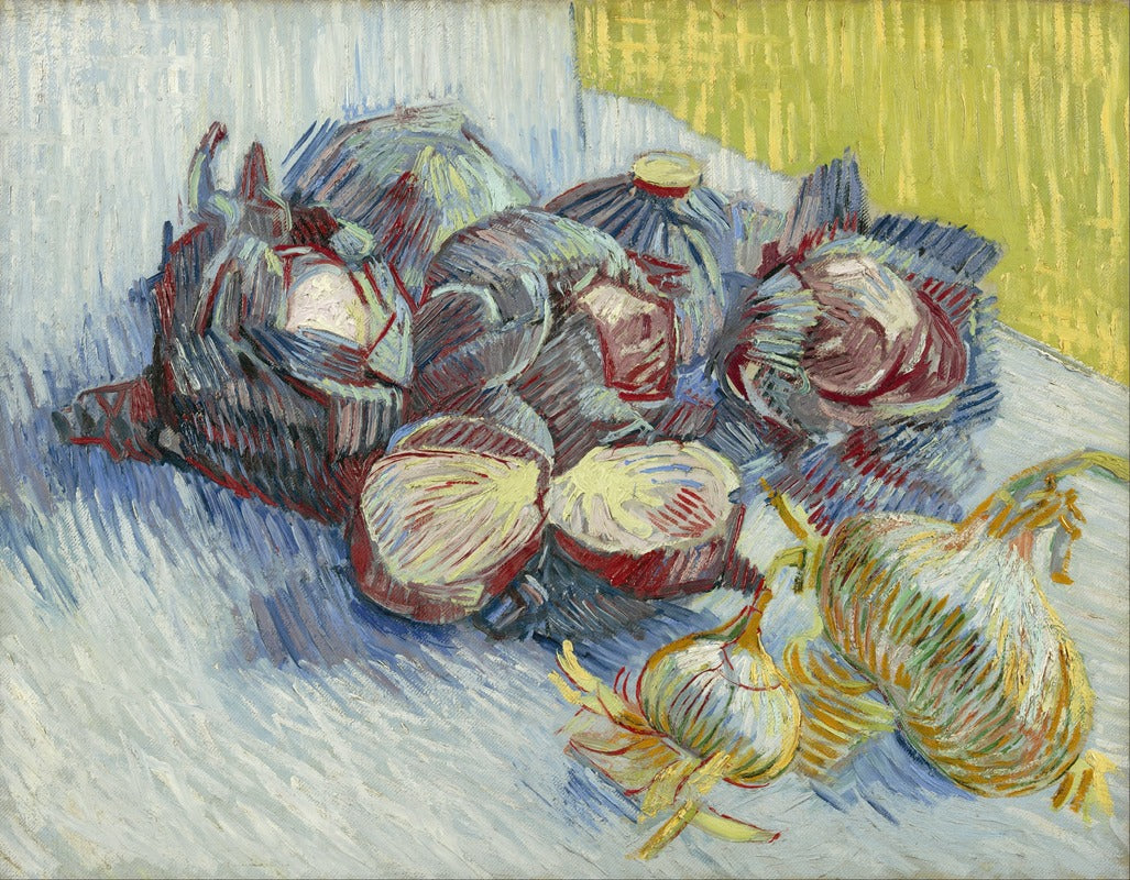 Red cabbages and onions